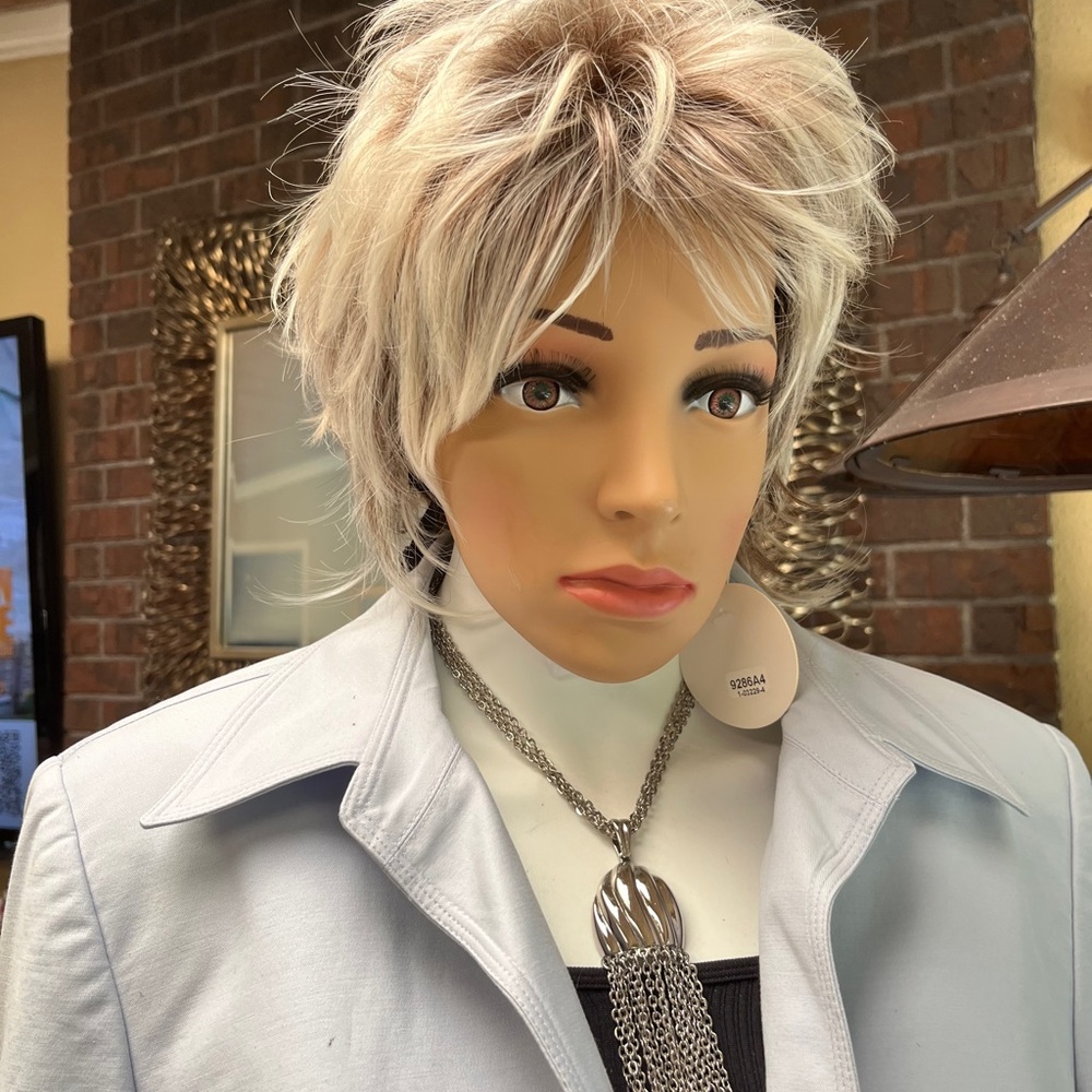 Cream Textured Wig with Volume and Movement